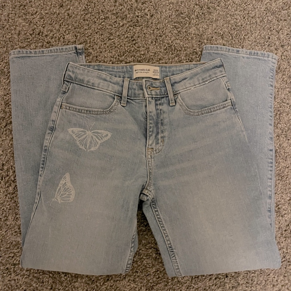 Abercrombie Kids 11/12 Straight Leg Butterfly Jeans NWOT
